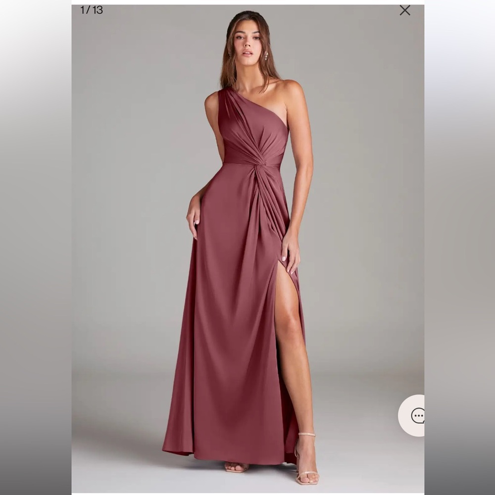 Azazie Desert Rose One-Shoulder Dress